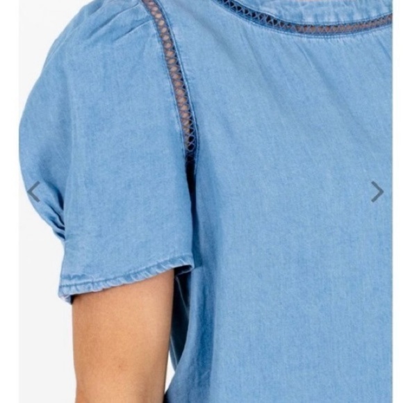 Perch by Blu Pepper Blue chambray Relaxed Blouse Size 2XL | Boho Beach Vacation - Picture 3 of 12